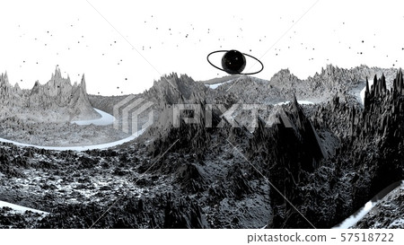 3d render of abstract planet surface. Very detailed sci fi or science fiction background in 3d render of abstract planet surface. Very detailed sci fi or science fiction background in 57518722