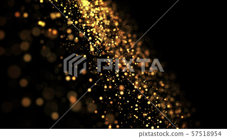 composition of gold particles with a depth of field 3d render 57518954