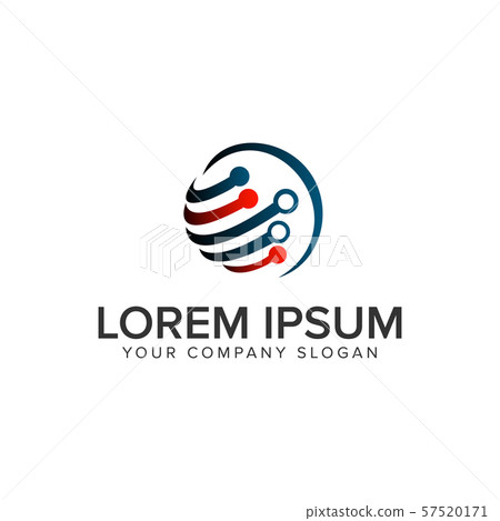 circuit globe logo design concept template. fully 57520171