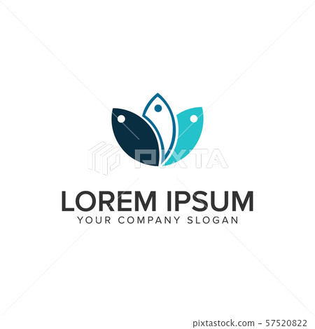 Three fish logo design concept template. - Stock Illustration [57520822 ...