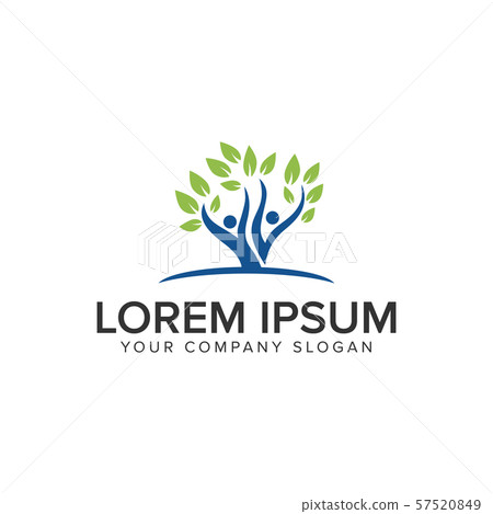 Natural tree people healthy logo design concept - Stock Illustration ...