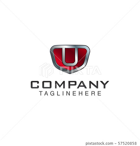U Letter shield vector logo template. Black and 57520858