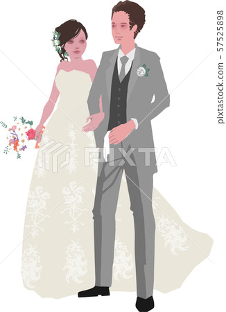 Groom with globe and bride with bouquet (vectorized) Groom with globe and bride with bouquet (vectorized) 57525898