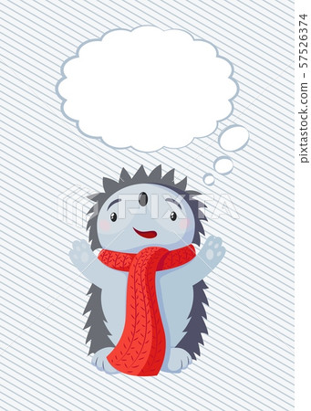 Flat hedgehog with thought cloud vector illustration. Animal thinking bubble 57526374