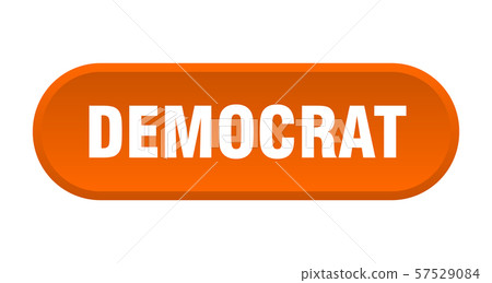 democrat button. democrat rounded orange sign. 57529084