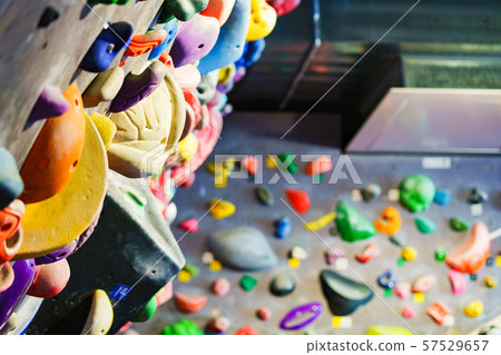 [Lifestyle] Scenery of a popular bouldering studio for adults and children regardless of gender: climbing wall 57529657