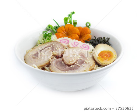 Miso Ramen thin Noodles in soy soup pork chashu Miso Ramen thin Noodles in soy soup pork chashu 57530635