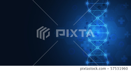 DNA strand and molecular structure. Genetic engineering or laboratory research. Background texture 57531960