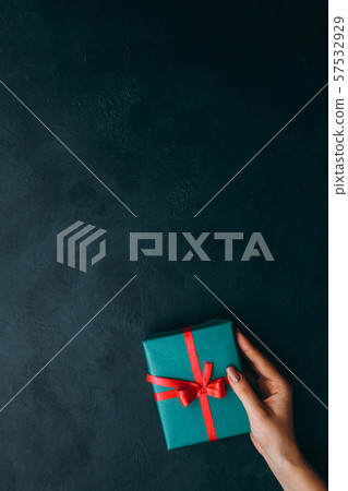 holidays surprise gift box teal blue background holidays surprise gift box teal blue background 57532929