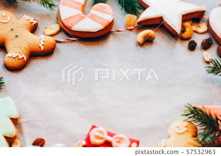 christmas greeting card frame gingerbread cookies 57532963