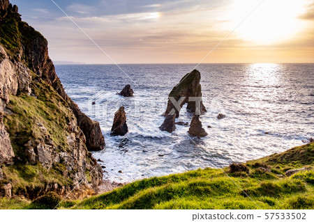Crohy Head Sea Arch Breeches during sunset - County Donegal, Ireland 57533502