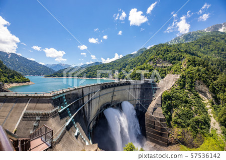 Kurobe dam water discharge summer Kurobe dam water discharge summer 57536142