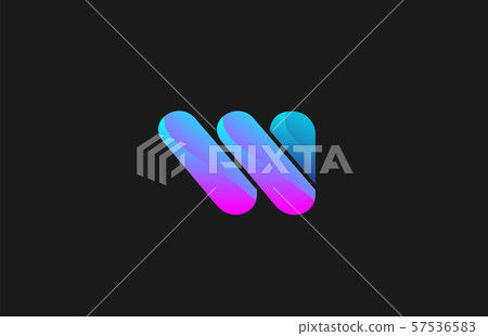 pink blue alphabet letter W for company logo - Stock Illustration ...
