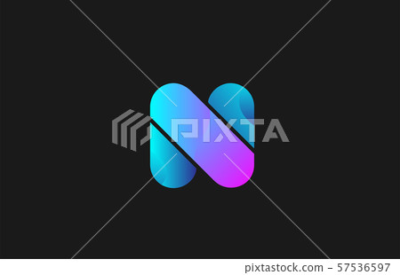 pink blue alphabet letter N for company logo - Stock Illustration ...