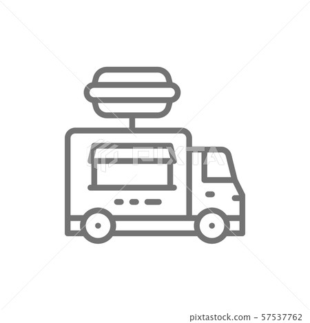 Burgers truck, fast food vehicle line icon. 57537762