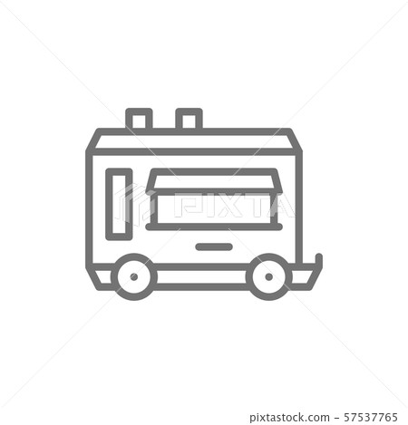 Vector mobile kitchen food trailer line icon. Vector mobile kitchen food trailer line icon. 57537765