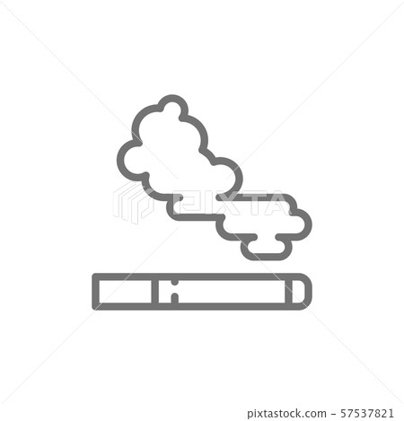 Cigarette, tobacco smoke line icon. Isolated on white background 57537821