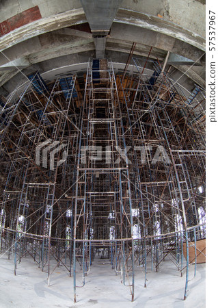 Steel scaffolding used in construction. Steel scaffolding used in construction. 57537967