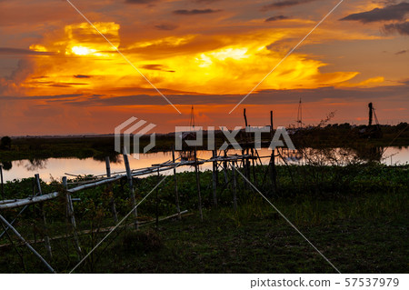 Traditional fishing tool or bamboo fish trap on 57537979