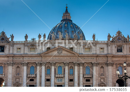 Facade and dome of the Papal Basilica of St. Peter in the Vatican Facade and dome of the Papal Basilica of St. Peter in the Vatican 57538035