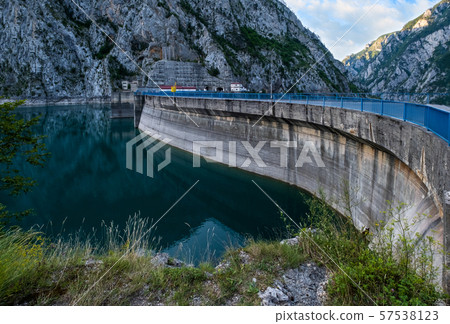 Mratinje Dam on Piva lake (Pivsko Jezero) view in 57538123