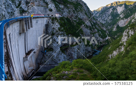 Mratinje Dam on Piva lake (Pivsko Jezero) view in 57538125
