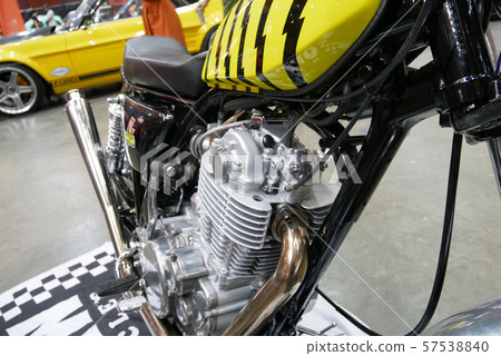 Selective focused on a high performance motorcycle engine.  57538840