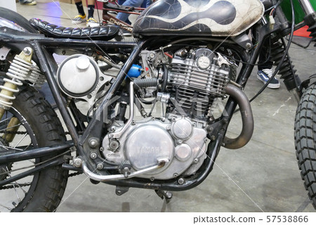 Selective focused on a high performance motorcycle engine.  57538866