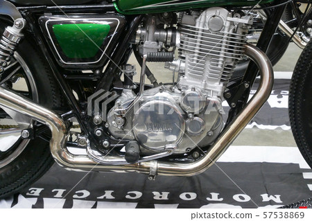 Selective focused on a high performance motorcycle engine.  57538869