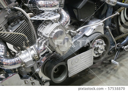 Selective focused on a high performance motorcycle engine.  57538870