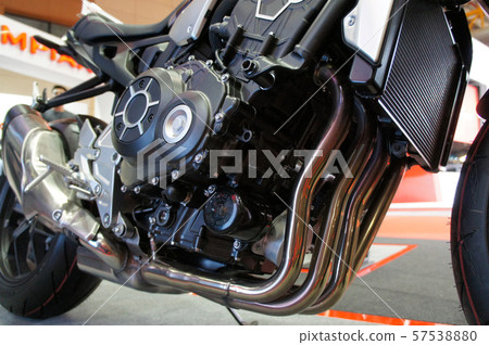 Selective focused on a high performance motorcycle engine.  57538880