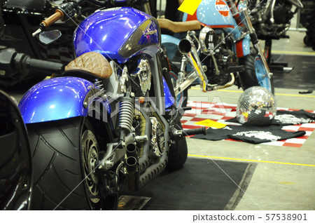 Selective focused on a high performance motorcycle engine.  57538901