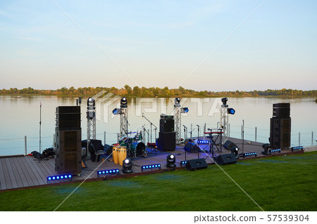 Empty stage before the concert on the riverside 57539304