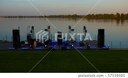 Empty stage before the concert on the riverside Empty stage before the concert on the riverside 57539305
