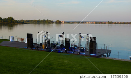 Empty stage before the concert on the riverside 57539306