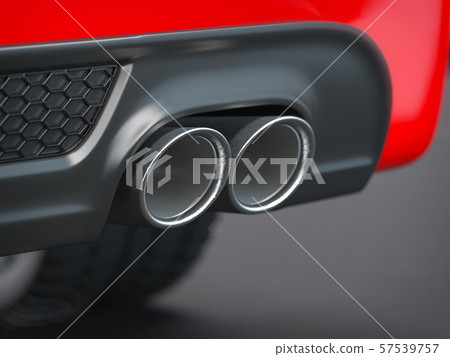 Exhaust pipe of powerful sport car. Exhaust pipe of powerful sport car. 57539757