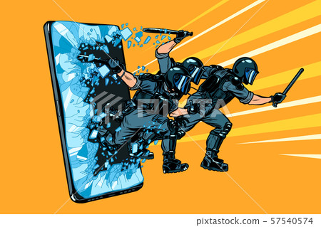 cyberpolice concept. the state monitors the Internet. arrest the hacker. censorship and prohibition cyberpolice concept. the state monitors the Internet. arrest the hacker. censorship and prohibition 57540574