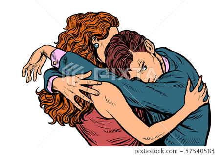 man and woman embrace love. Wife comforting... - Stock Illustration  [57540583] - PIXTA
