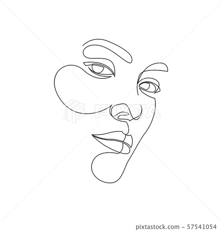 Minimal and abstract continuous line drawing of portrait of a beautiful woman face. Fashion beauty Minimal and abstract continuous line drawing of portrait of a beautiful woman face. Fashion beauty 57541054