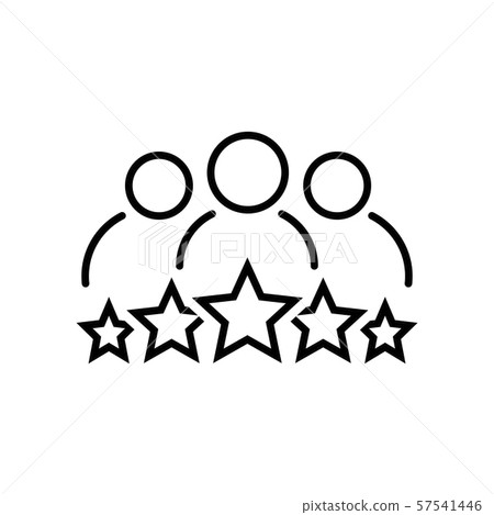 Business client line icon. Team and 5 stars symbol 57541446
