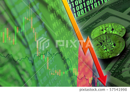 Zambia flag and cryptocurrency falling trend with Zambia flag and cryptocurrency falling trend with 57541998