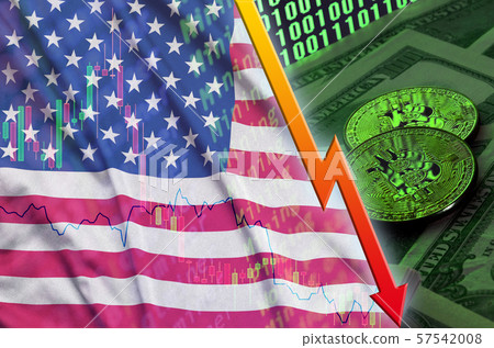 United States of America flag and cryptocurrency 57542008