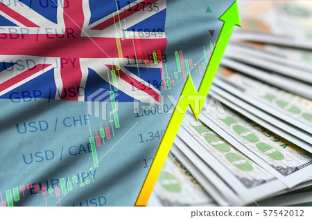 Tuvalu flag and chart growing US dollar position 57542012