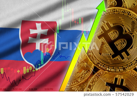 Slovakia flag and cryptocurrency growing trend Slovakia flag and cryptocurrency growing trend 57542029