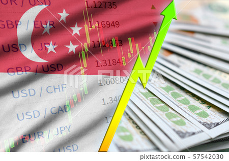 Singapore flag and chart growing US dollar Singapore flag and chart growing US dollar 57542030