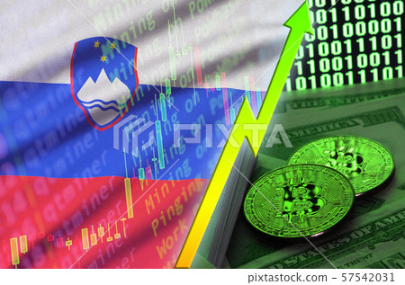 Slovenia flag and cryptocurrency growing trend 57542031