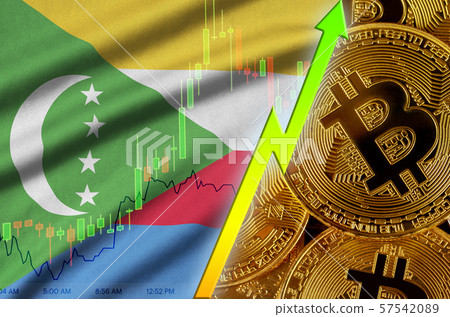 Comoros flag and cryptocurrency growing trend with Comoros flag and cryptocurrency growing trend with 57542089
