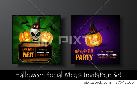 Halloween vector card or background. Vector art. 57543160
