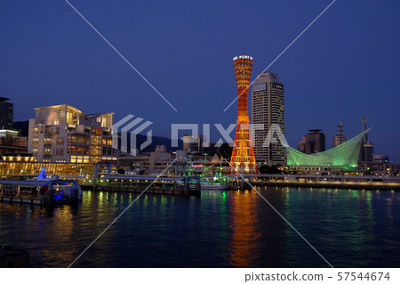 Night view of Kobe port tower Night view of Kobe port tower 57544674