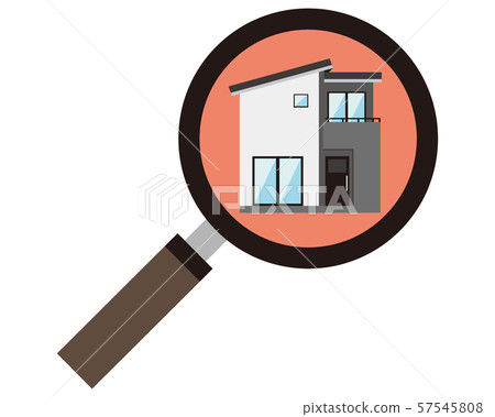 Residential House Illustration Illustrated House My Home Assessment Magnifying Glass Estimate Survey 57545808